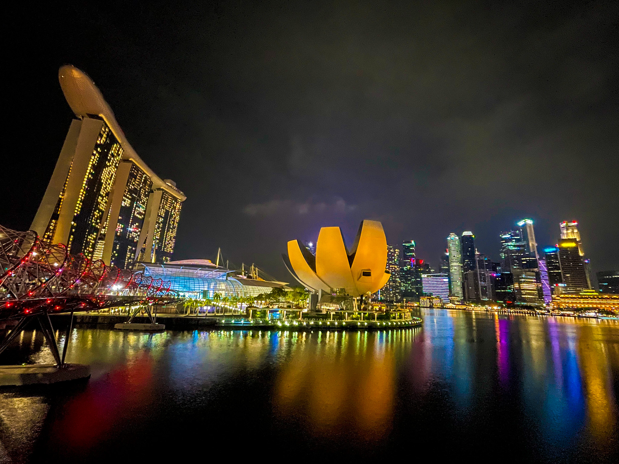 Singapore's Marina Bay Sands area at night